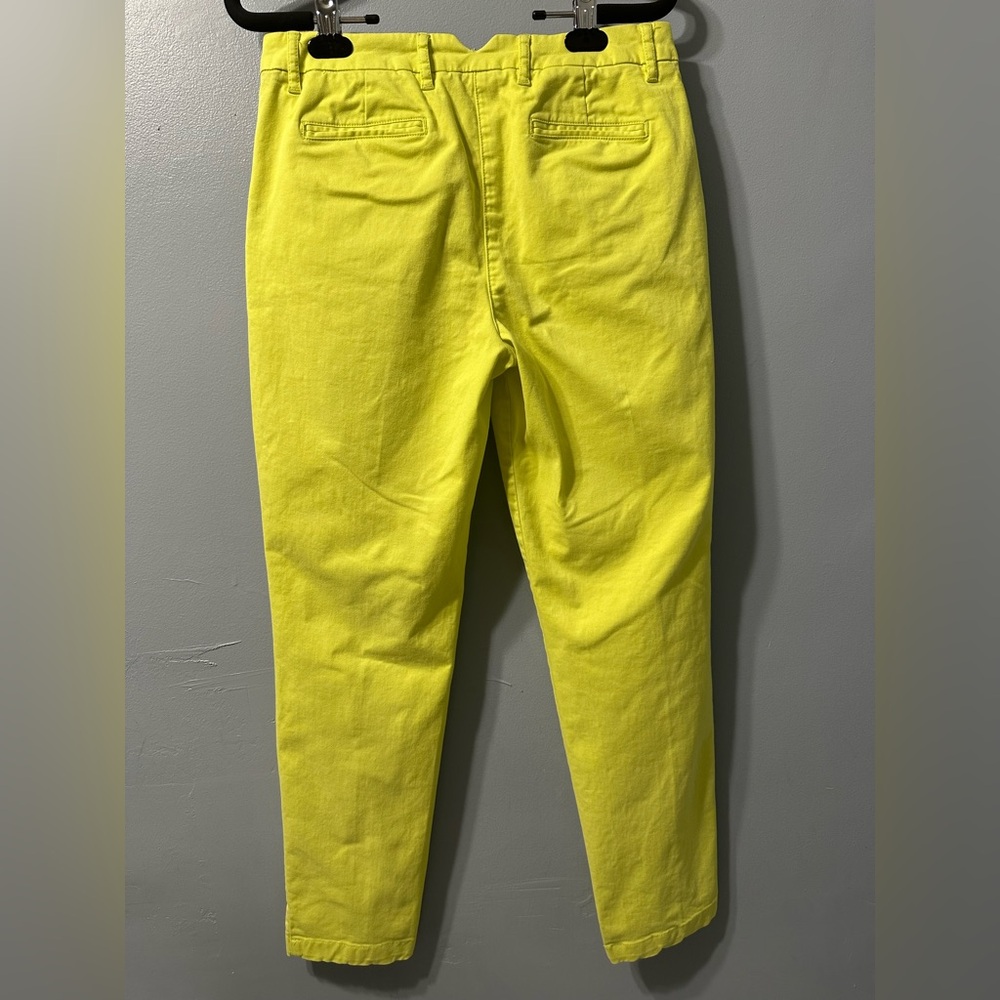 Boden Neon Yellow Cropped Trouser Pants Cotton Womens Size 4R 4 WM464 - Picture 2 of 10